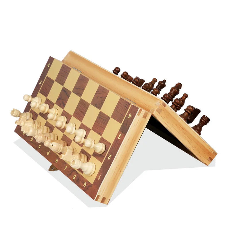 Large Magnetic Wooden Folding Chess Set Felted Game Board 39cm*39cm Interior Storage Adult Kids Gift Family Game Chess Board